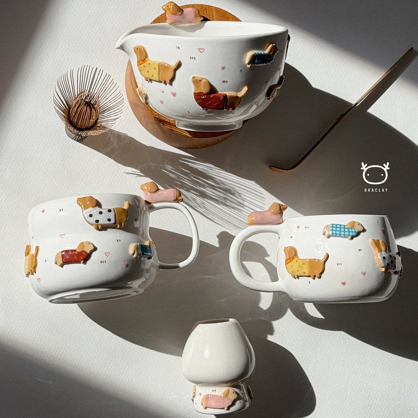 Dachshund chasen holder, whisk holder (PRE-ORDER) , Estimated Completion: Nov