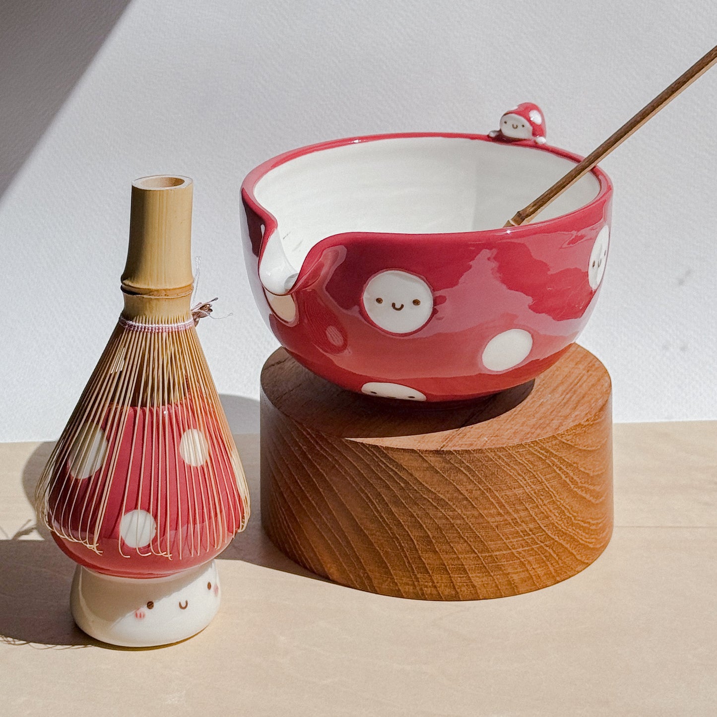 Mushroom chasen holder, whisk holder