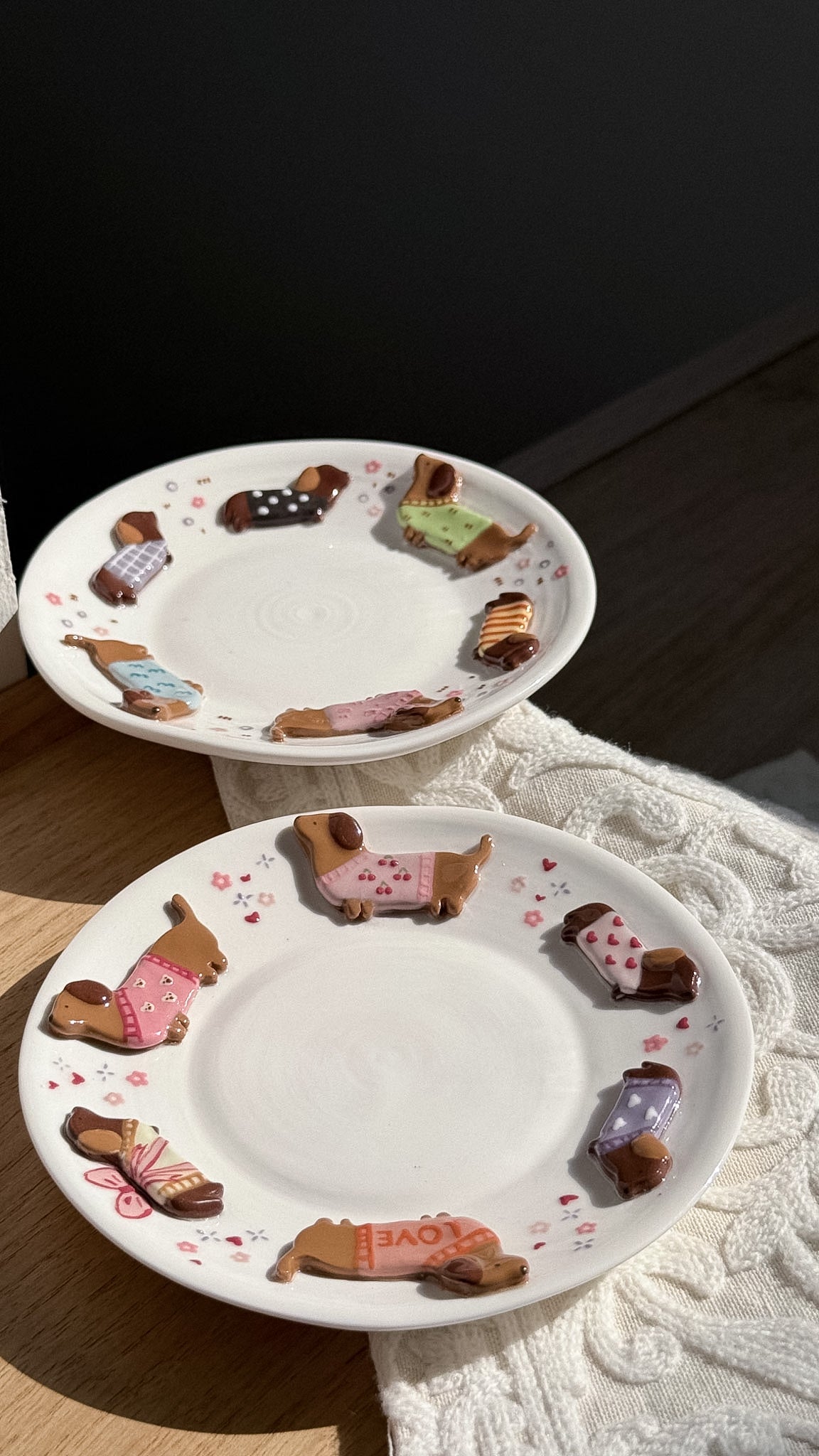"preorder" DACHSHUND DARK TONE plate ,Small plate -Estimated Completion: SEP