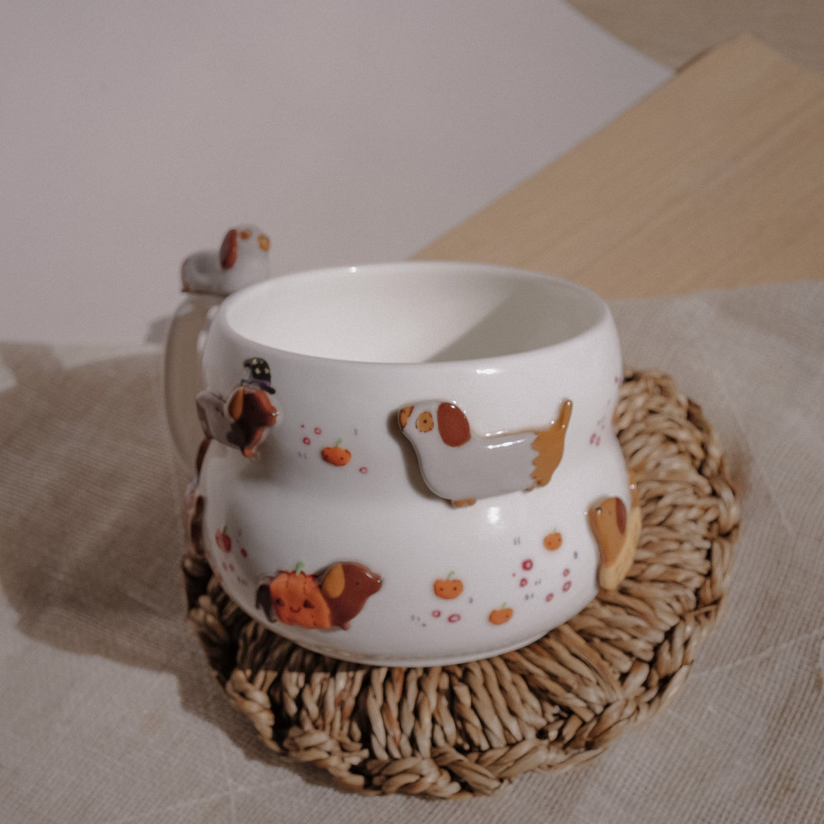 "preorder of" SPOOKY DACHSHUND FLUFFY size cup, Estimated Completion: Mid-OCT