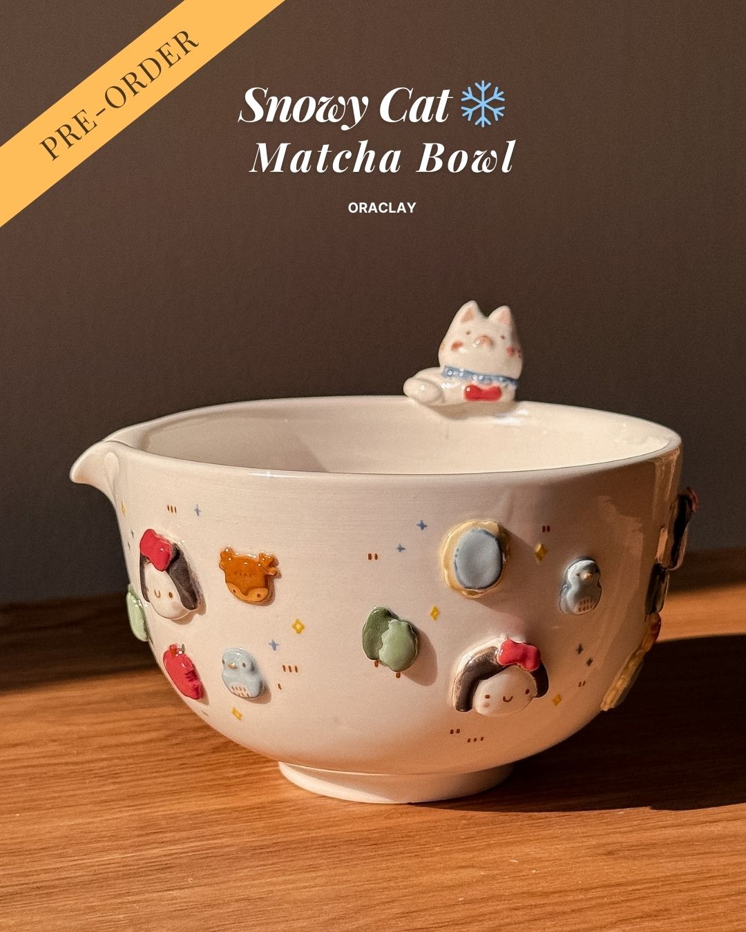 SNOWY CAT matcha bowl, Chawan