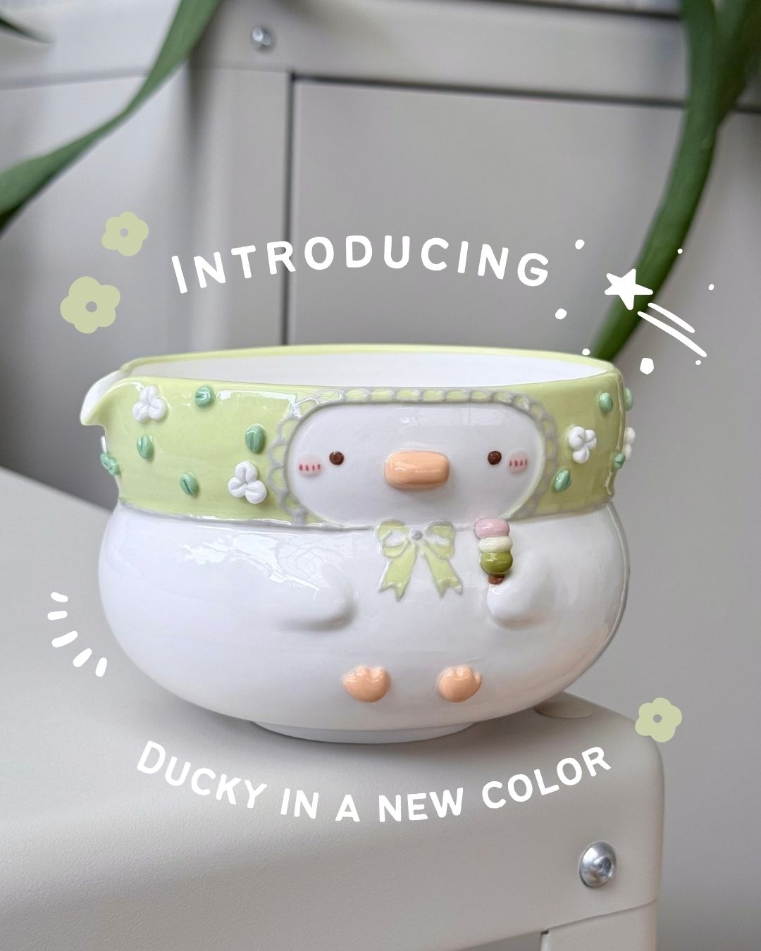 "Preorder" GREEN DUCK, Fluffy Matcha bowl -Estimated Completion: SEP