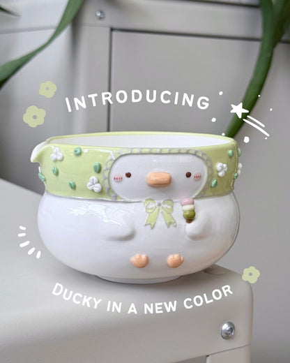 "Preorder" GREEN DUCK, Fluffy Matcha bowl -Estimated Completion: SEP