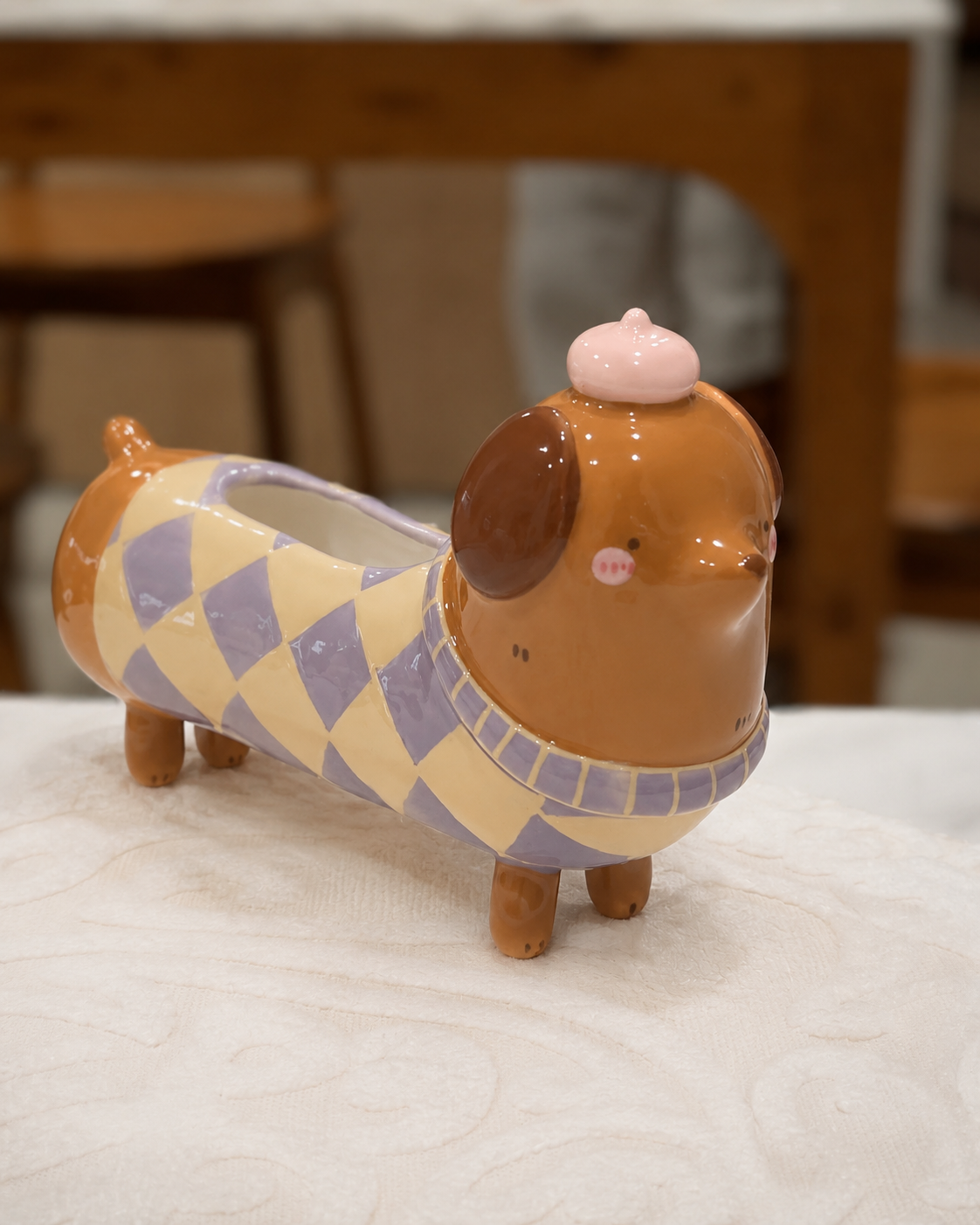 "preorder" Dachshund Dark tone long body Vase