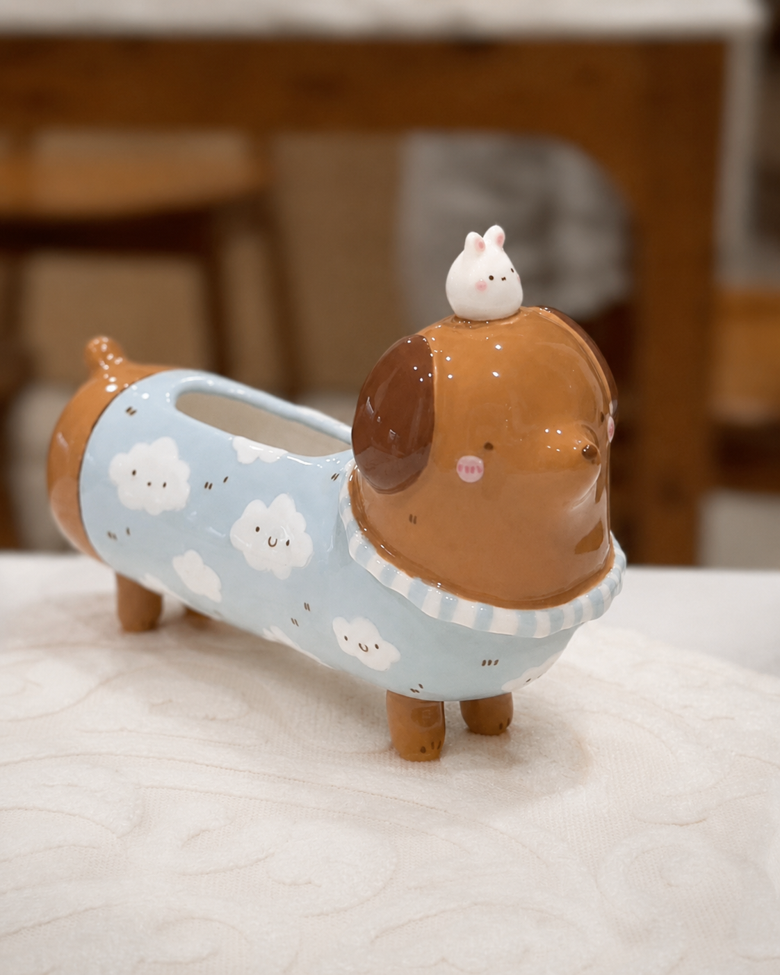 "preorder" Dachshund Dark tone long body Vase
