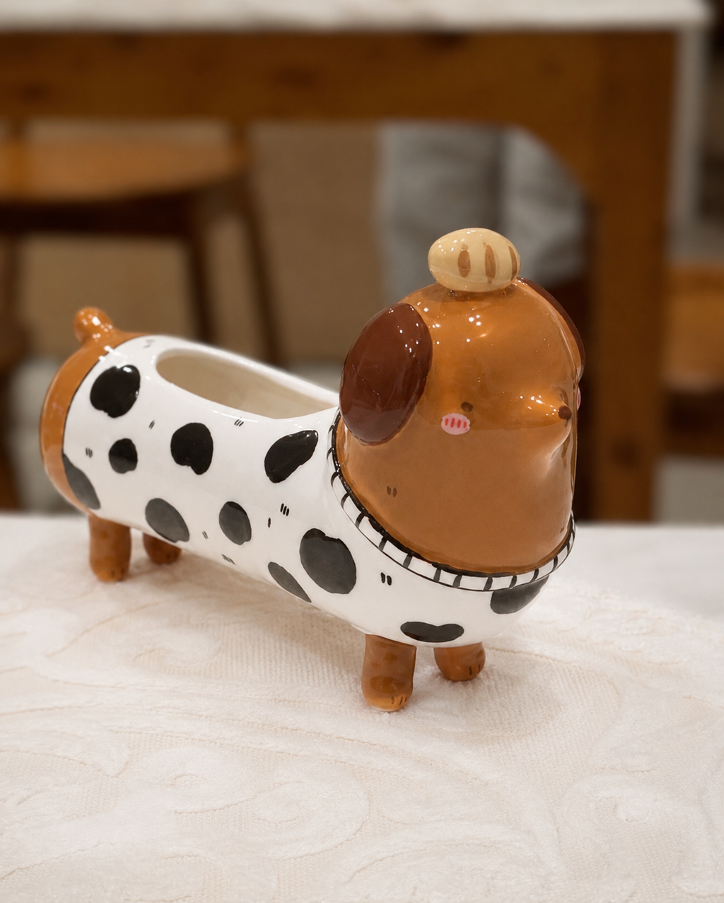 "preorder" Dachshund Dark tone long body Vase