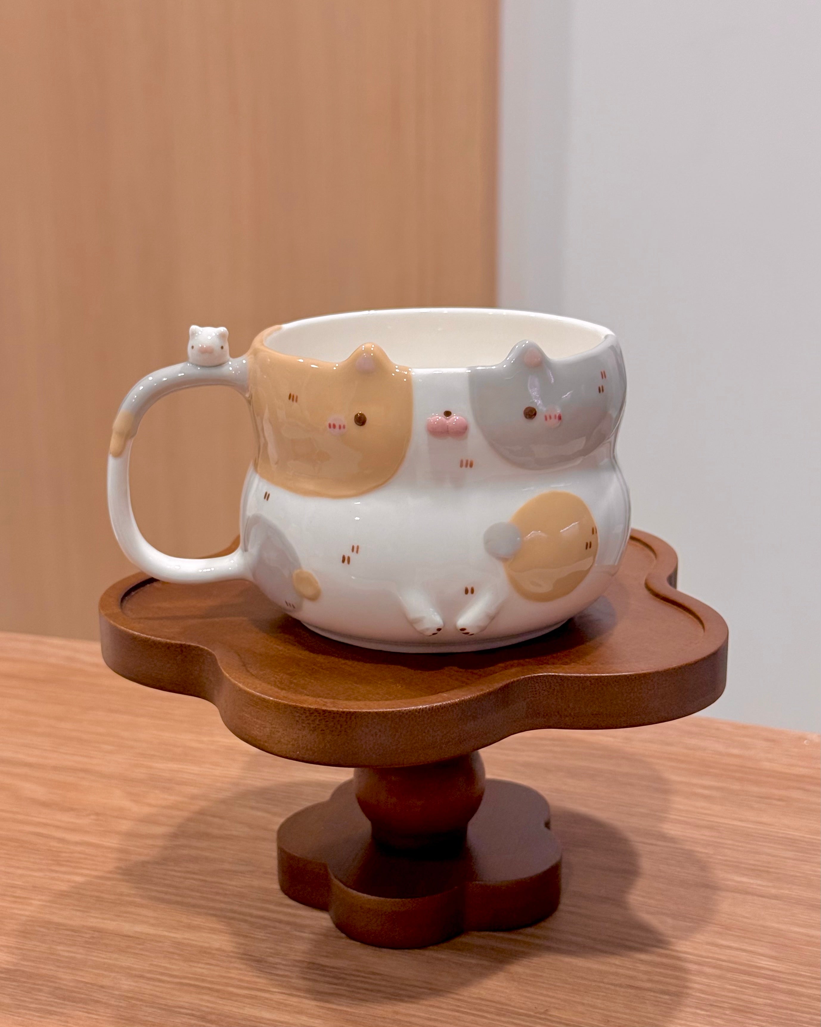 BICOLOR CAT cup, Fluffy size, coffee cup, tea cup, morning cup (PRE-ORDER), Estimated Completion:JUNE