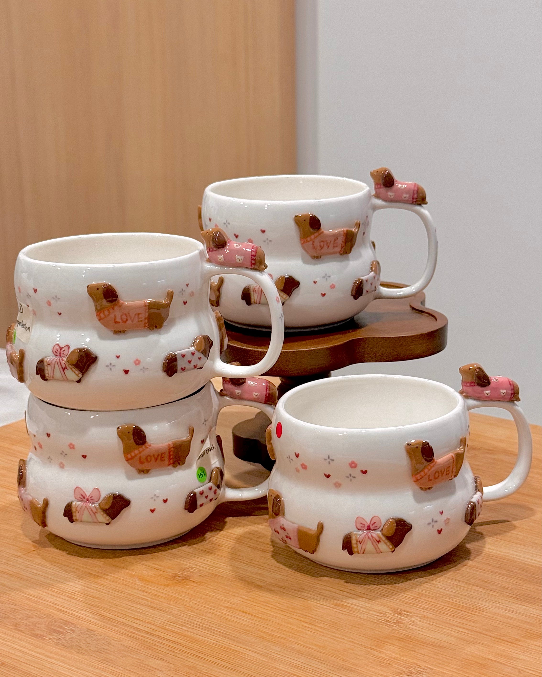 PINK DACHSHUND cup, Fluffy cup- Mid Year Sale❗️
