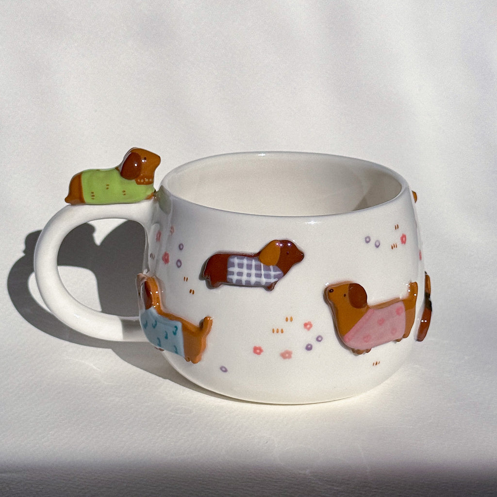 DACHSHUND DARK TONE, CHUBBY size cup (PRE-ORDER), Estimated Completion: JUNE