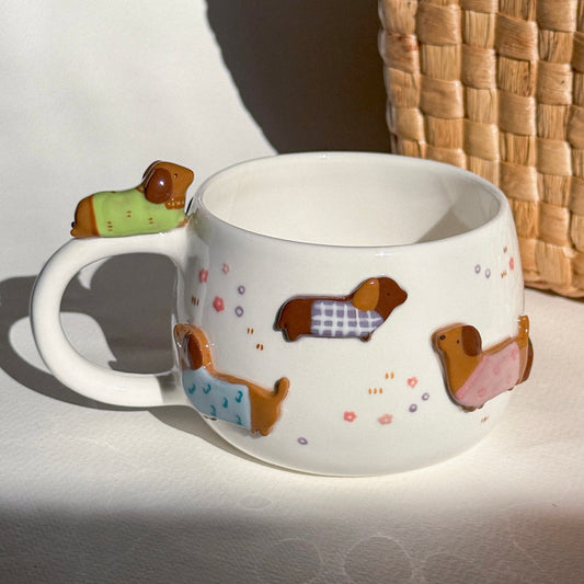 DACHSHUND DARK TONE, CHUBBY size cup (PRE-ORDER), Estimated Completion: February