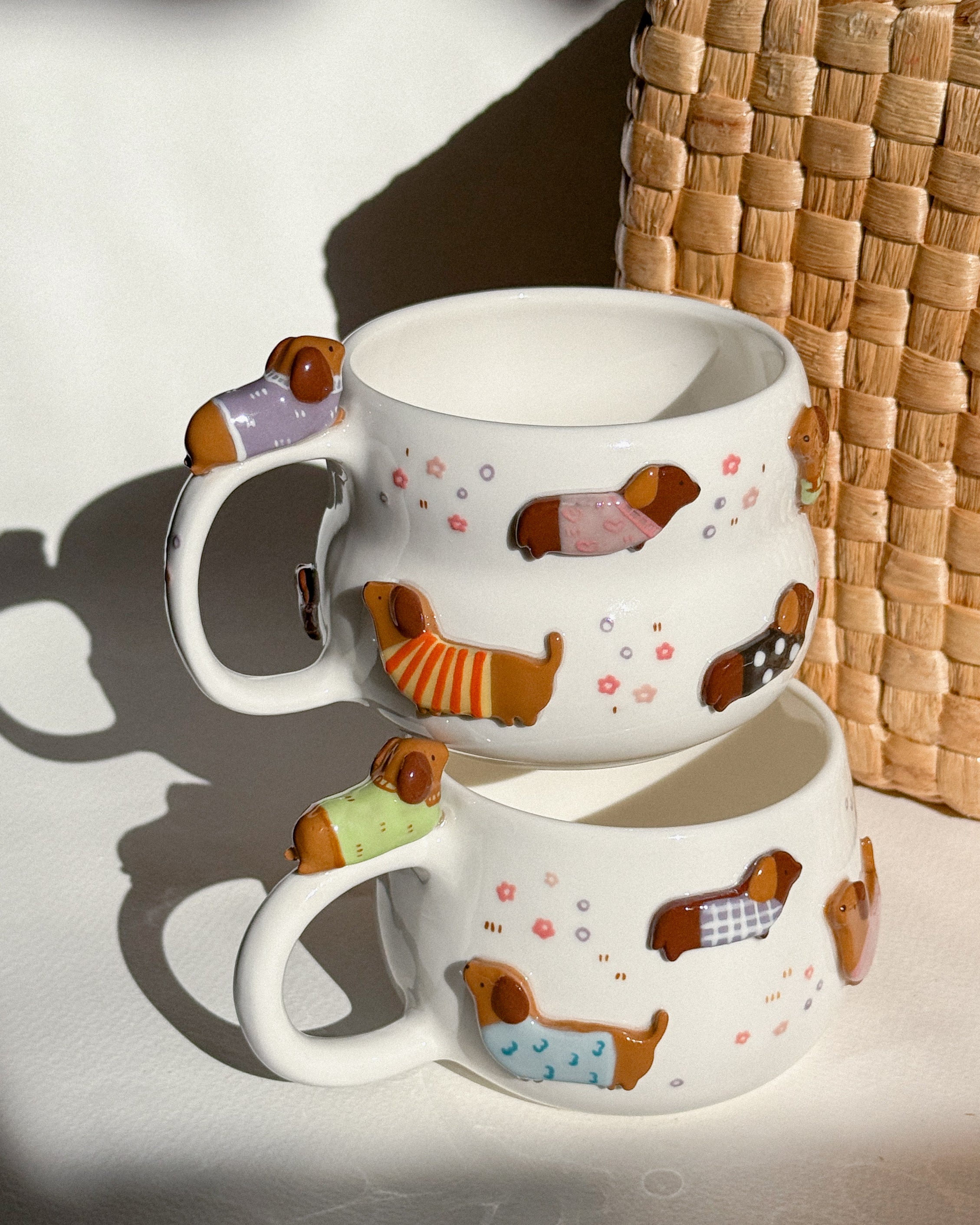 DACHSHUND DARK TONE, CHUBBY size cup (PRE-ORDER), Estimated Completion: JUNE