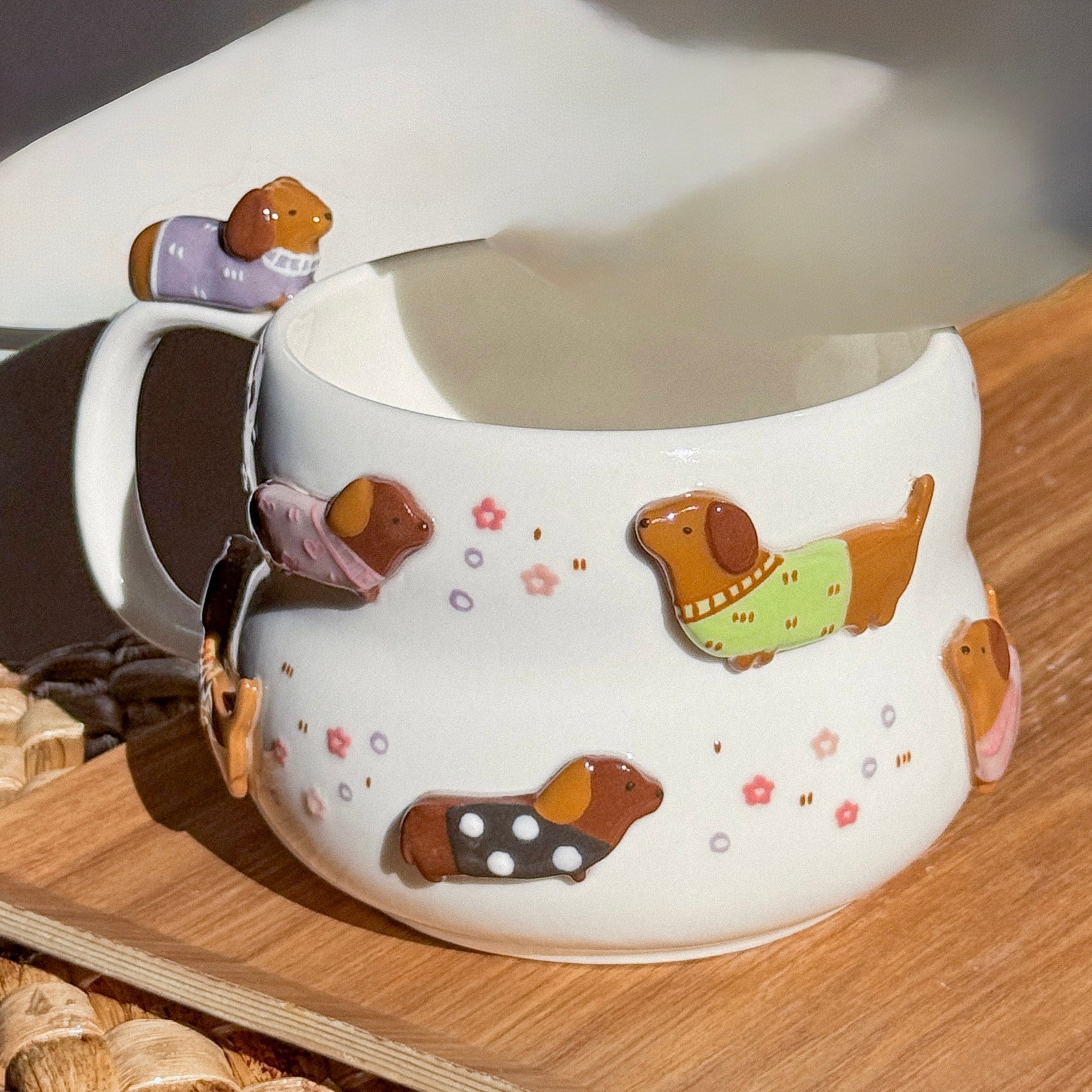 DACHSHUND DARK TONE, Fluffy cup