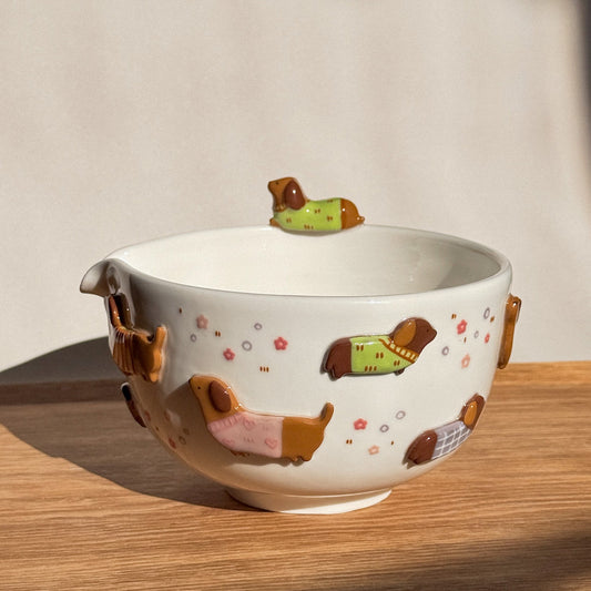 DACHSHUND DARK TONE matcha bowl, Chawan (PRE-ORDER), Estimated Completion: February