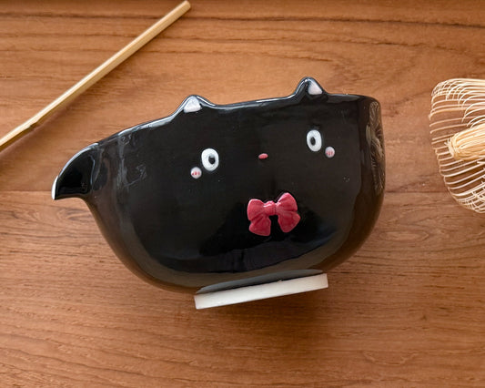 BLACK CAT Matcha bowl, Chawan