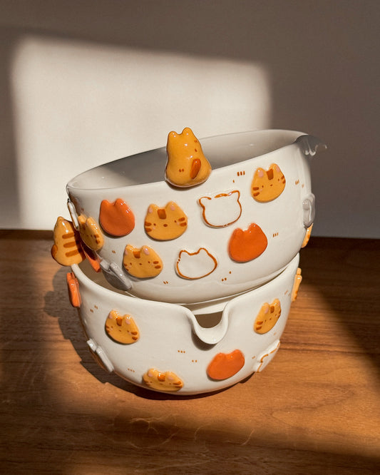 ORANGE CAT matcha bowl