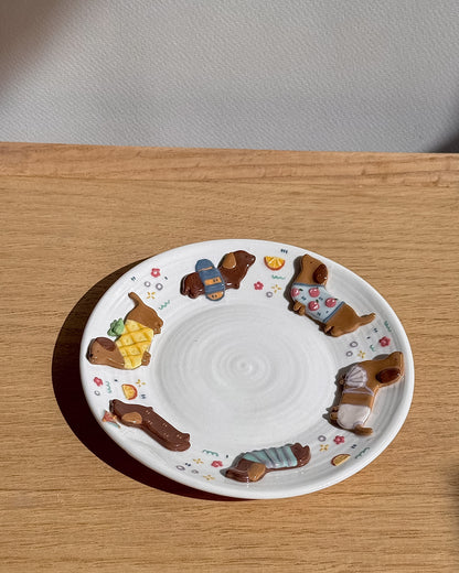 SUMMER DACHSHUND plate ,Small plate