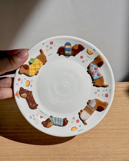 SUMMER DACHSHUND plate ,Small plate