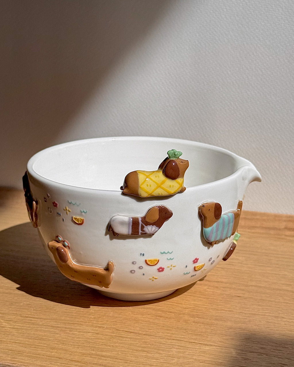 "preorder" SUMMER DACHSHUND Matcha bowl : Estimated Completion: JULY