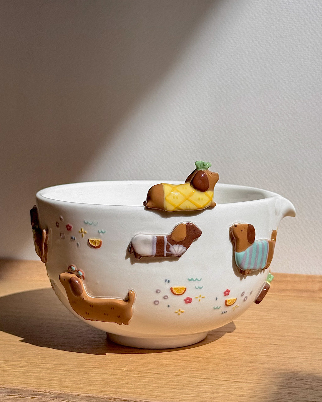 "preorder" SUMMER DACHSHUND Matcha bowl : Estimated Completion: JULY