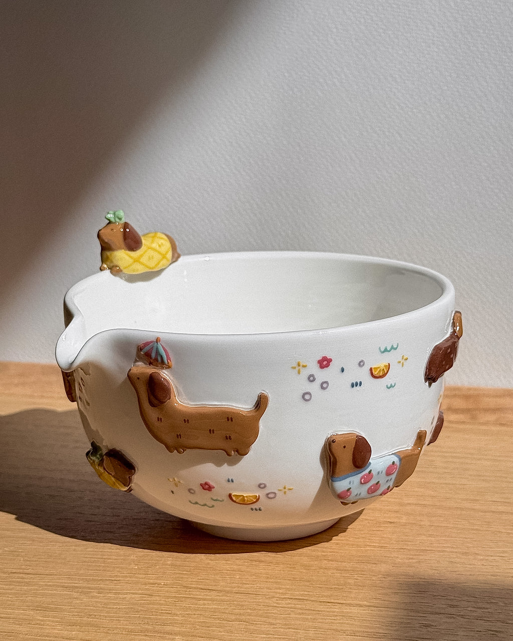 "preorder" SUMMER DACHSHUND Matcha bowl : Estimated Completion: JULY