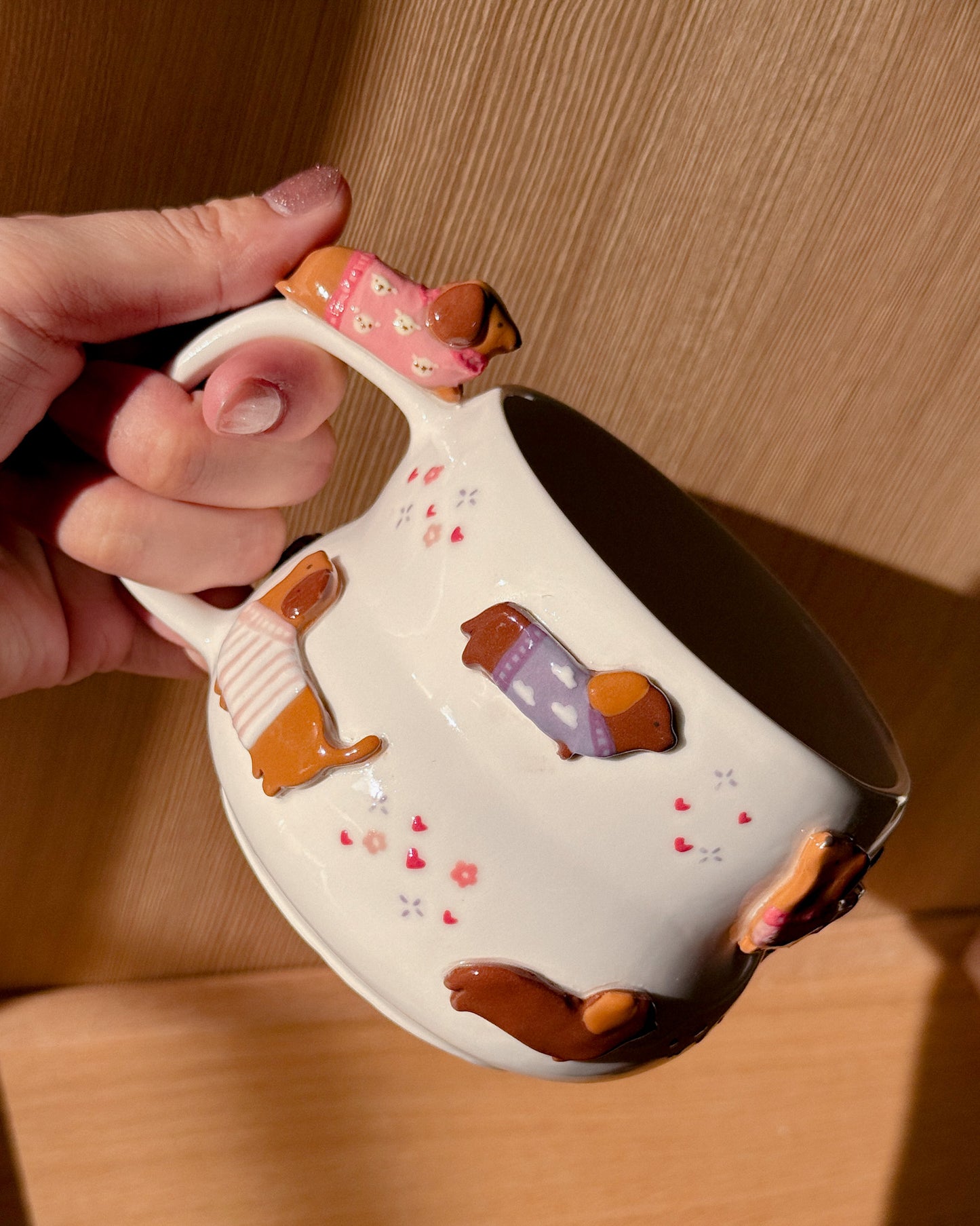 PINK DACHSHUND FLUFFY size cup