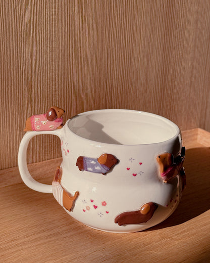 PINK DACHSHUND FLUFFY size cup