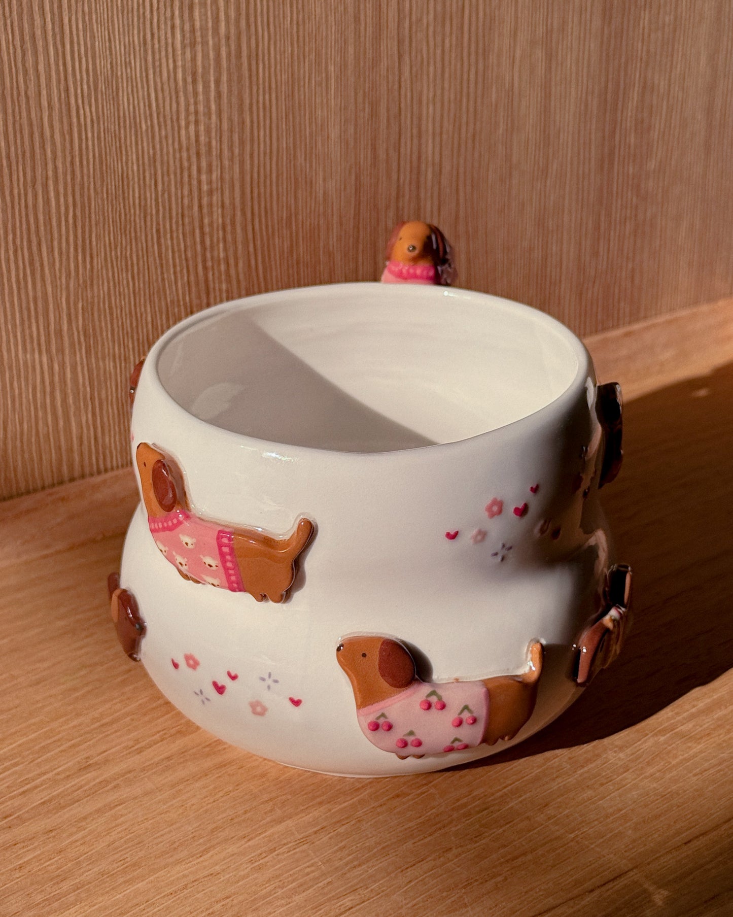 PINK DACHSHUND FLUFFY size cup