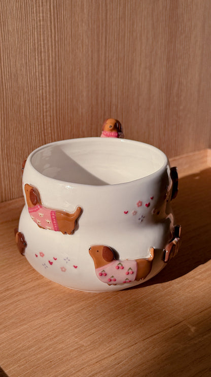 PINK DACHSHUND FLUFFY size cup