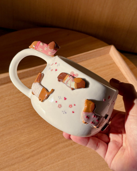 PINK DACHSHUND , CHUBBY size cup