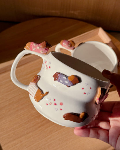 PINK DACHSHUND FLUFFY size cup