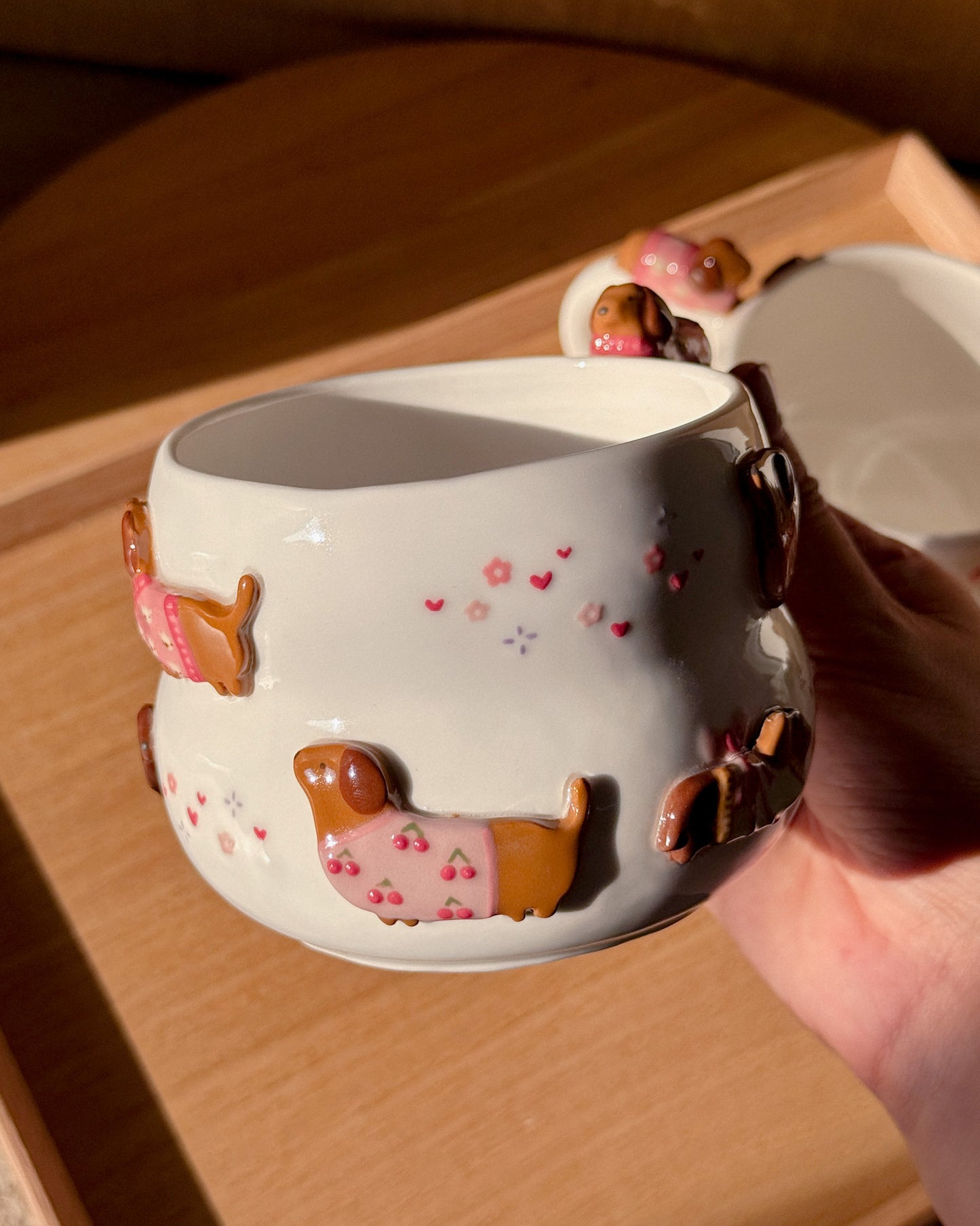 PINK DACHSHUND FLUFFY size cup