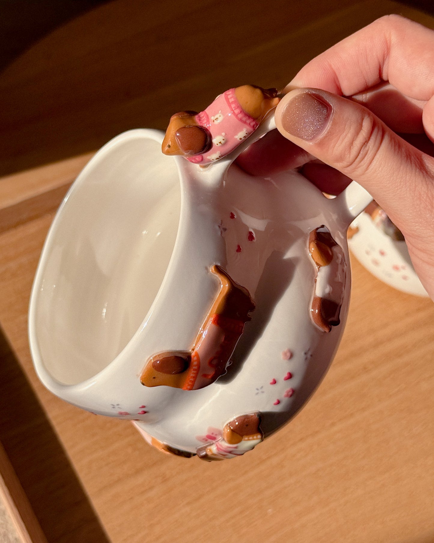 PINK DACHSHUND FLUFFY size cup