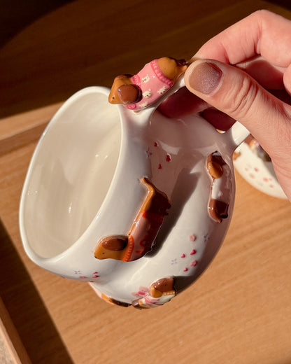 PINK DACHSHUND FLUFFY size cup