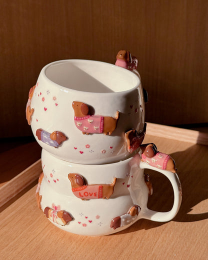 PINK DACHSHUND , CHUBBY size cup