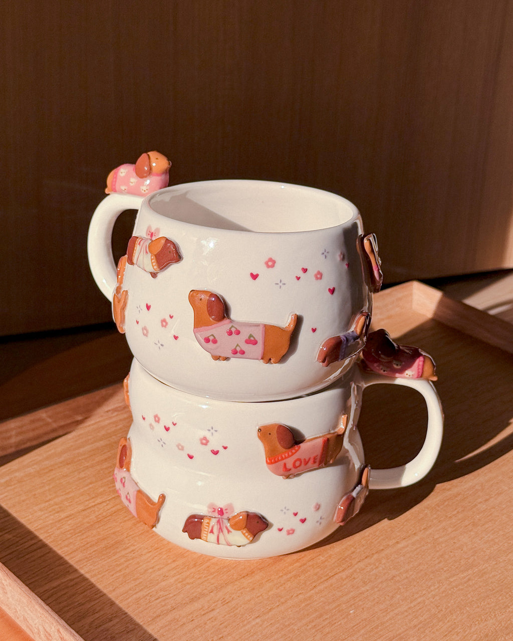 PINK DACHSHUND, CHUBBY size cup (PRE-ORDER), Estimated Completion: JUNE