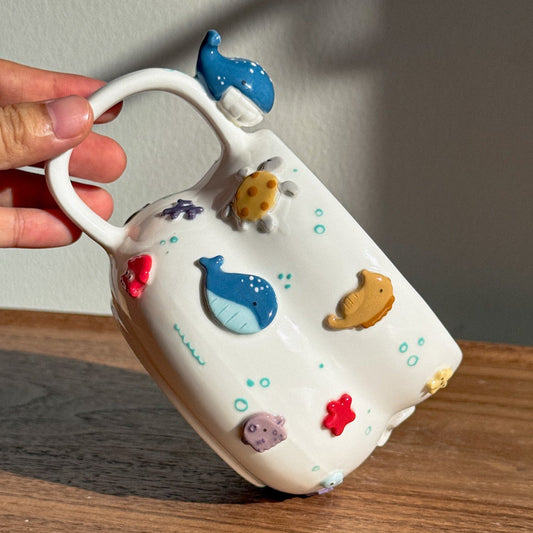 OCEAN cup Fluffy size with Tiny Whale on the Edge (PRE-ORDER), Estimated Completion: November