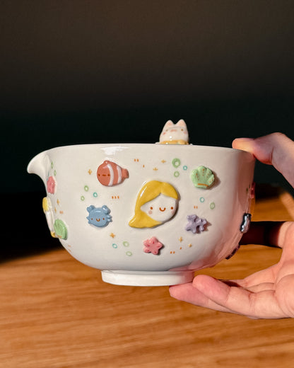 KITTIE MERMAID matcha bowl, Chawan (PRE-ORDER), Estimated Completion:MARCH