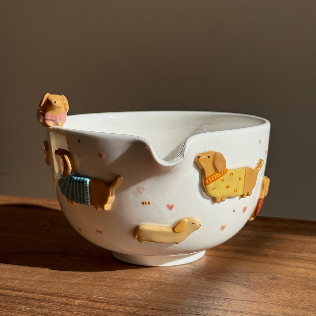 Dachshund matcha bowl, Chawan