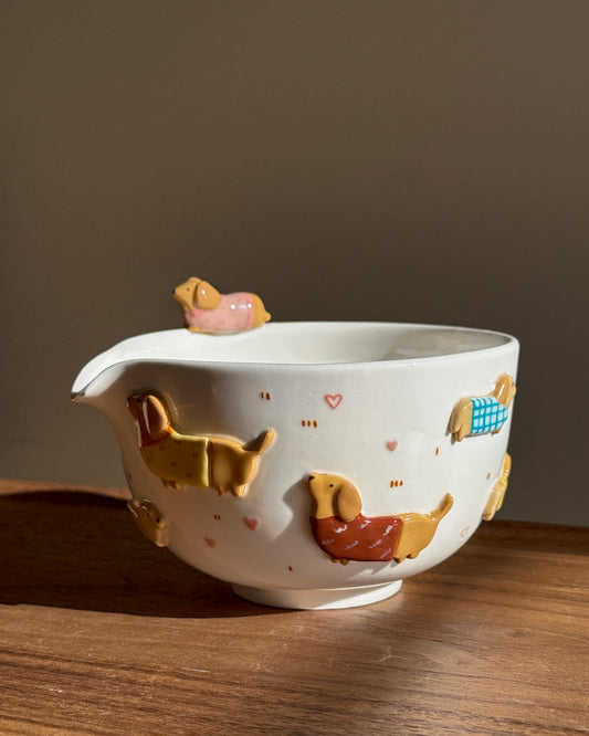 Dachshund matcha bowl, Chawan