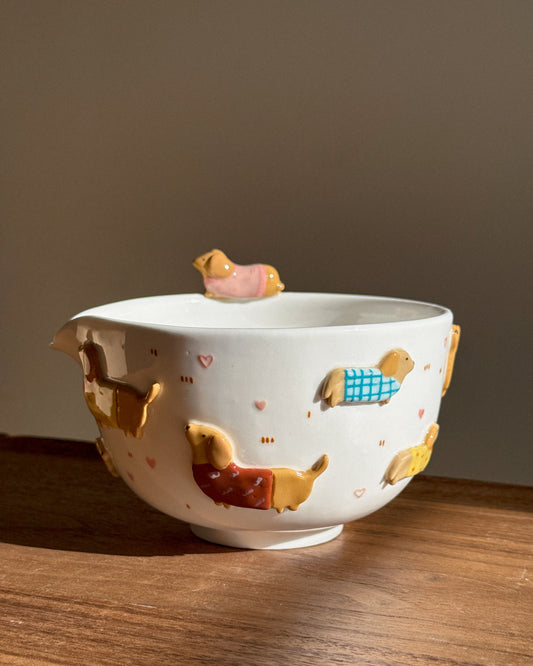 Dachshund matcha bowl, Chawan(PRE-ORDER), Estimated Completion: November