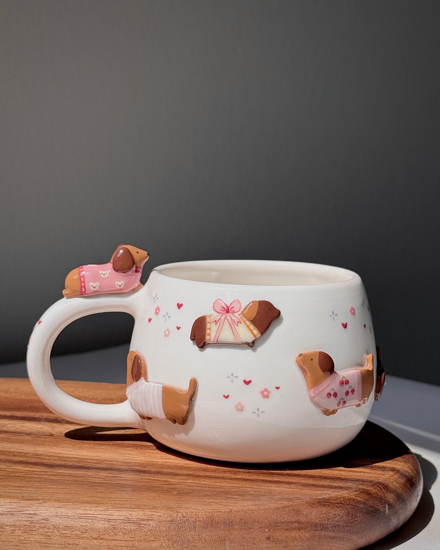 PINK DACHSHUND, CHUBBY size cup