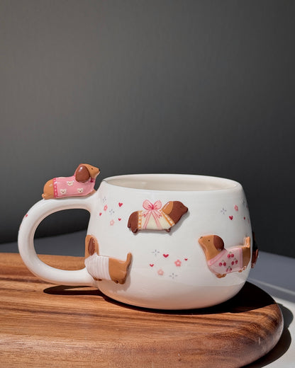 PINK DACHSHUND, CHUBBY size cup