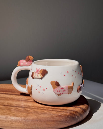 PINK DACHSHUND, CHUBBY size cup