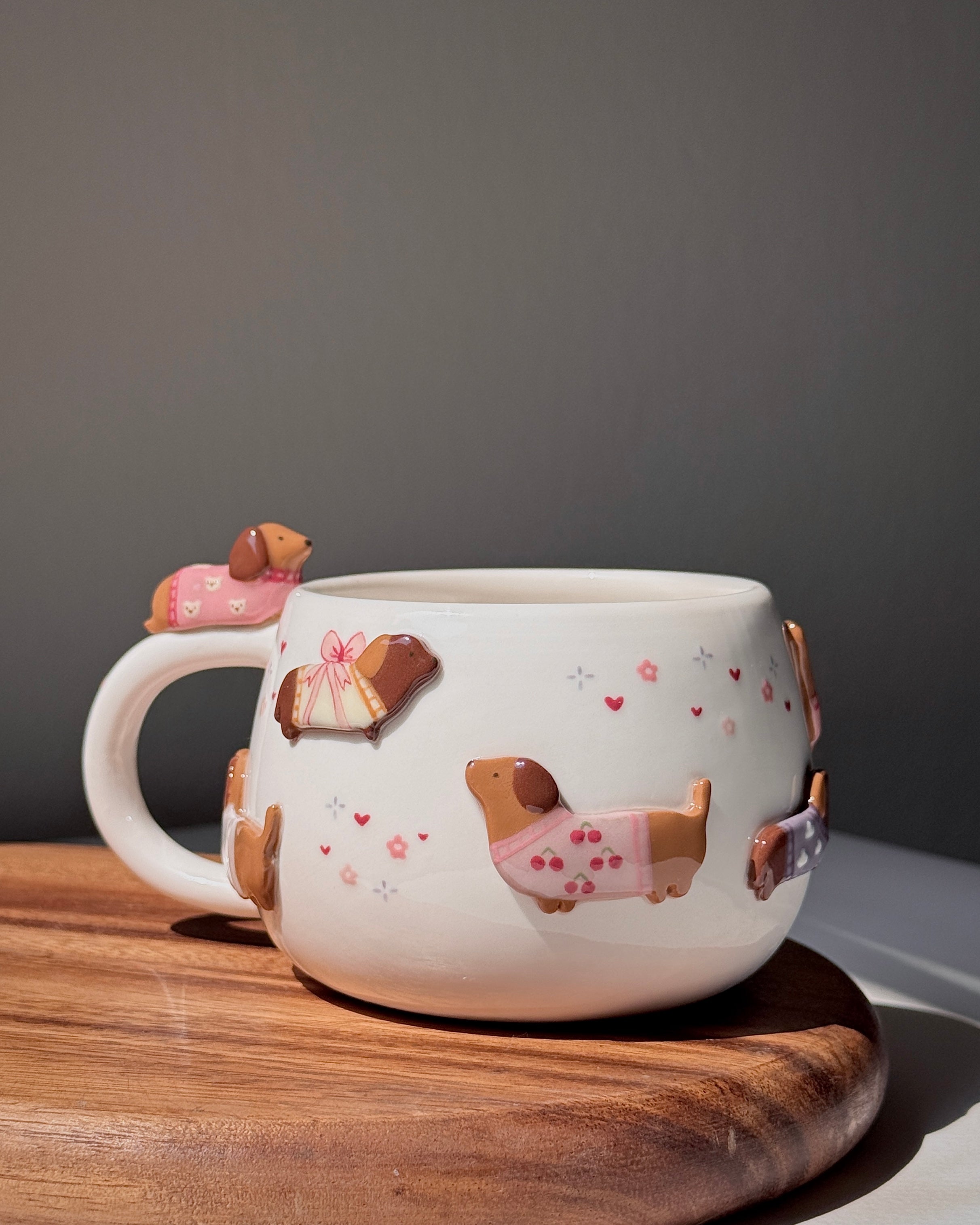 PINK DACHSHUND, CHUBBY size cup (PRE-ORDER), Estimated Completion: JUNE