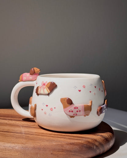 PINK DACHSHUND, CHUBBY size cup