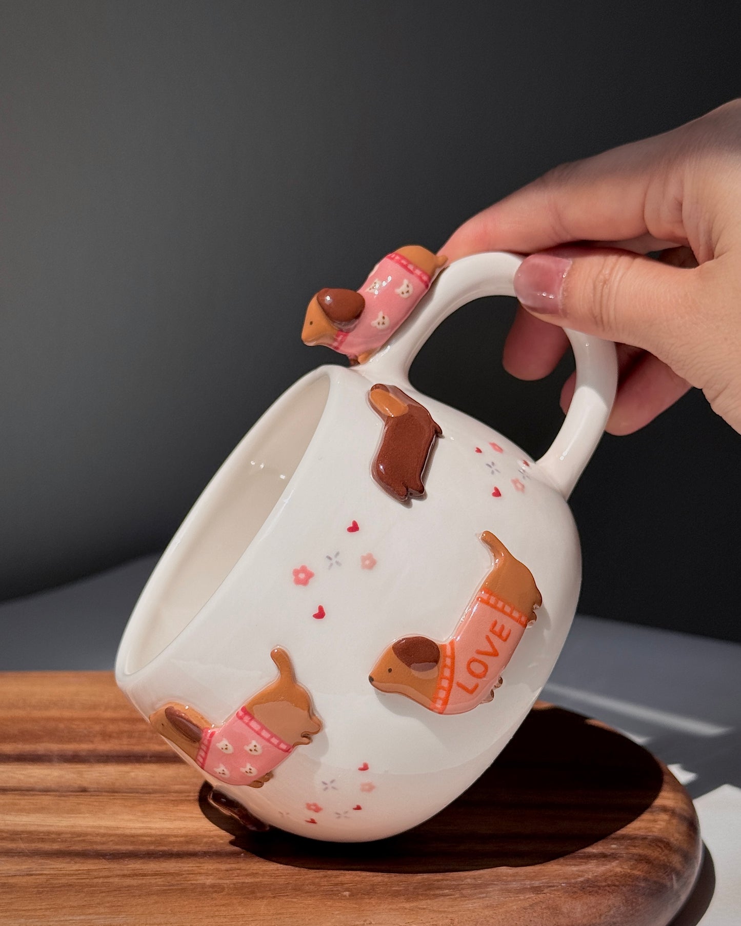 PINK DACHSHUND, CHUBBY size cup