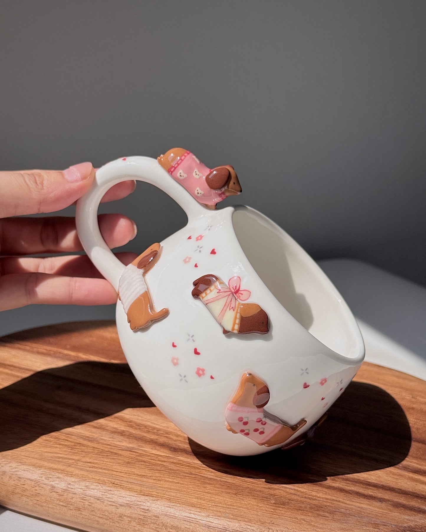 PINK DACHSHUND, CHUBBY size cup