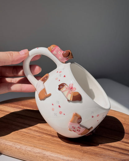 PINK DACHSHUND, CHUBBY size cup