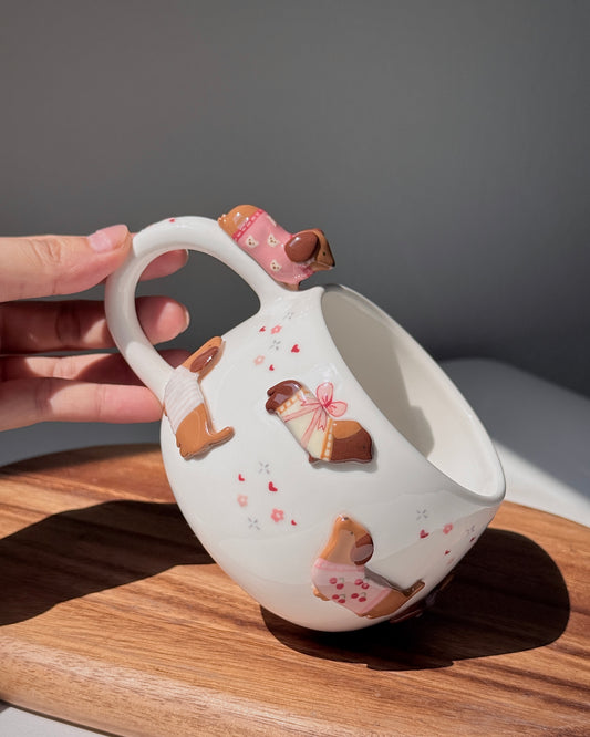 PINK DACHSHUND, CHUBBY size cup