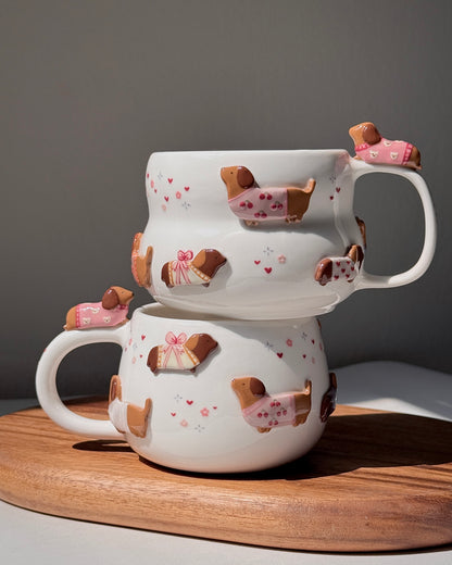 PINK DACHSHUND, CHUBBY size cup